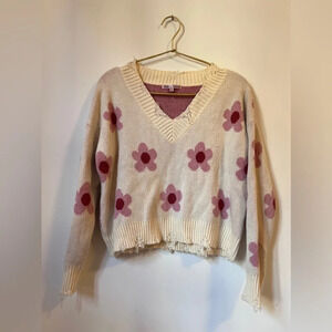 Pink Daisy Sweater Bailey Rose Pink White Flowers
